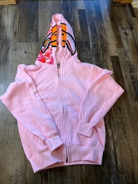 Pink Baby Milo Zip-Up Hoodie with Decorative Hood